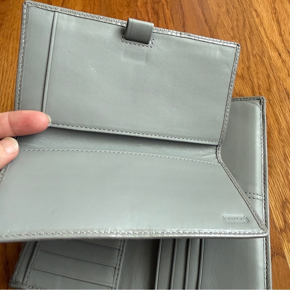 Coach gray silver CC print full size wallet with checkbook holder - Picture 8 of 11